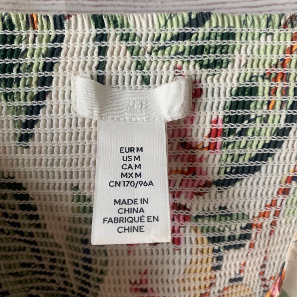 H&M White & Colorful Floral Fit & Flare Mini Dress Adjustable Straps Size Medium - Picture 7 of 11